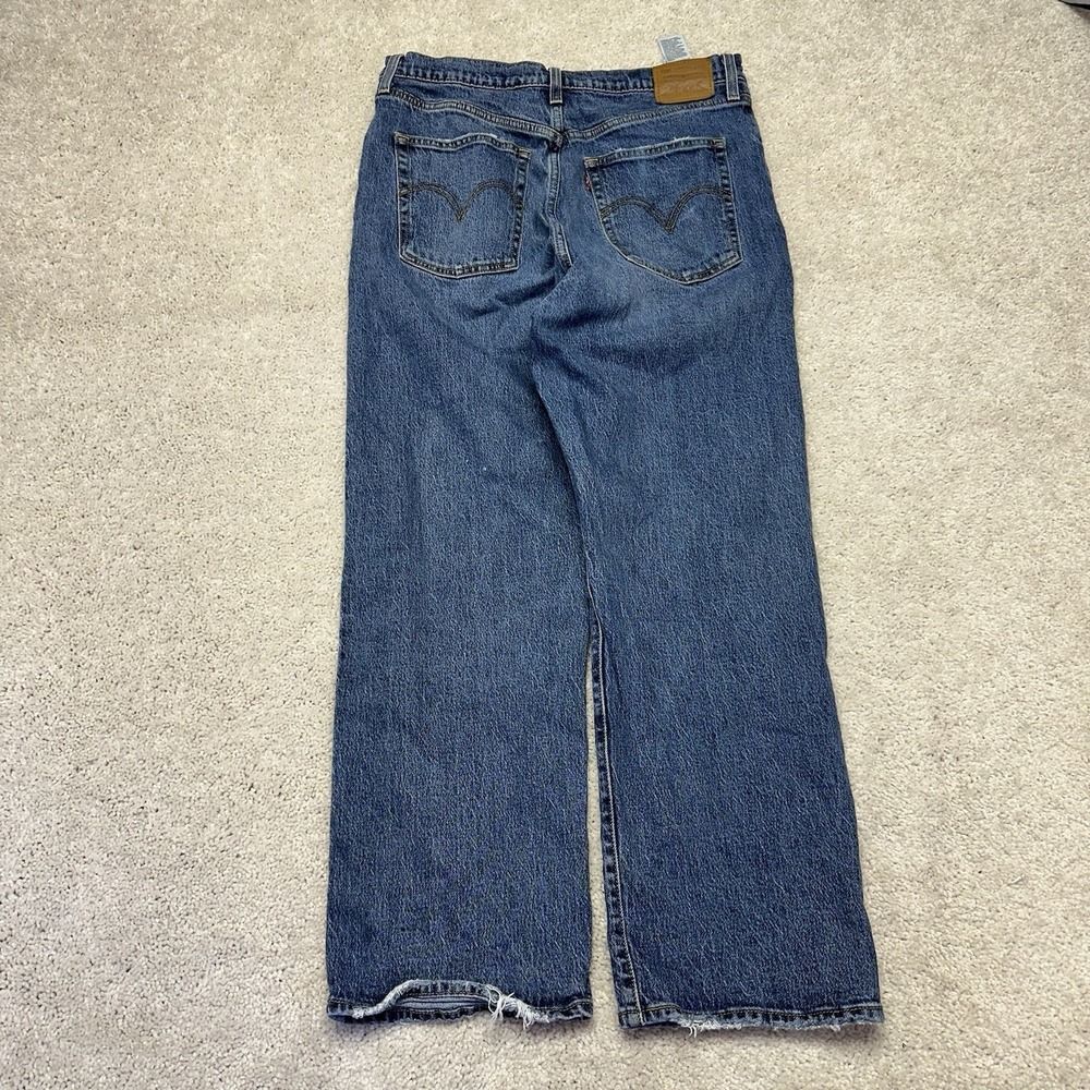 Levis Ribcage Jeans Womens 32x28 Blue Denim Straight Ankle High Rise Medium Wash